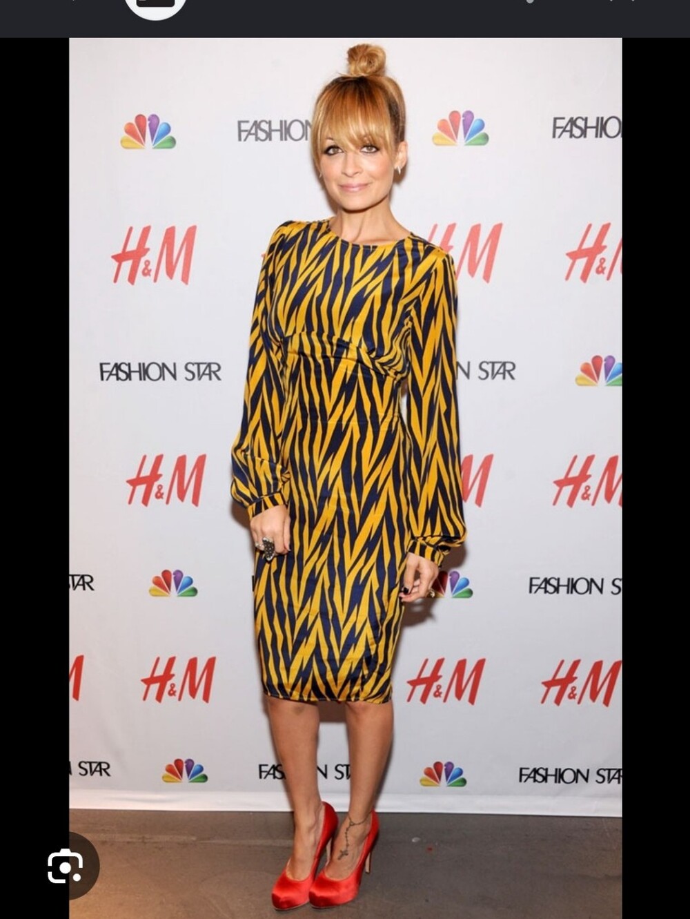 Winter Kate Yellow and Navy Chevron Backless Long-Sleeve Dress *New With Tags* - Picture 2 of 8